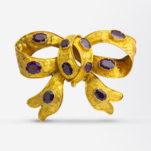 Load image into Gallery viewer, Colonial Australian Gold and Garnet Bow Brooch