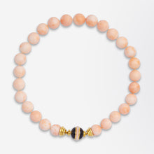 Load image into Gallery viewer, Angel-skin Coral Strand With Onyx & 18kt Gold Clasp
