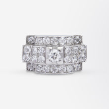 Load image into Gallery viewer, French Art Deco 'Tank' Ring in Platinum & Diamonds
