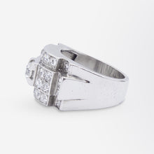 Load image into Gallery viewer, French Art Deco 'Tank' Ring in Platinum & Diamonds