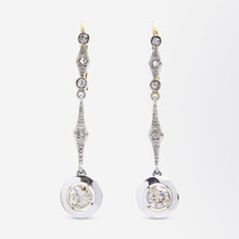 Load image into Gallery viewer, Art Deco Diamond Drop Earrings in 18kt Gold