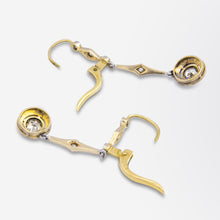 Load image into Gallery viewer, Art Deco Diamond Drop Earrings in 18kt Gold