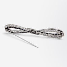 Load image into Gallery viewer, Art Deco, Platinum, Onyx & Diamond Bow Brooch