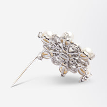 Load image into Gallery viewer, 14kt Gold Diamond &amp; Akoya Pearl Floral Brooch
