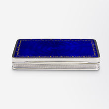 Load image into Gallery viewer, German Silver and Blue Enamel Snuff Box by Louis Kuppenheim