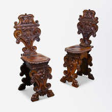 Load image into Gallery viewer, Pair of Italian Renaissance Revival Sgabelli Hall Chairs