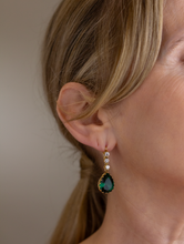 Load image into Gallery viewer, Diamond Set 18kt Yellow Gold Drop Earrings