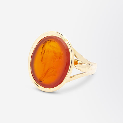 Early Victorian 18kt Gold & Carnelian Intaglio Ring