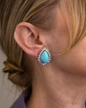 Load image into Gallery viewer, Vintage Persian Turquoise & Diamond Ear Clips