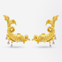 Load image into Gallery viewer, 18kt Yellow Gold 'Dolphin' Ear Clips With Diamonds