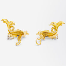 Load image into Gallery viewer, 18kt Yellow Gold 'Dolphin' Ear Clips With Diamonds