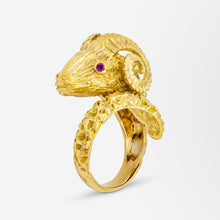 Load image into Gallery viewer, Ilias Lalaounis Ram Head Ring in 18kt Yellow Gold