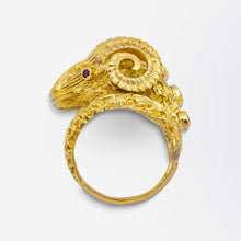 Load image into Gallery viewer, Ilias Lalaounis Ram Head Ring in 18kt Yellow Gold