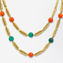 Load image into Gallery viewer, Georges Lenfant 18kt Yellow Gold, Chrysoprase & Coral Necklace