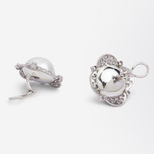 Load image into Gallery viewer, Mid Century Diamond & Mabe Pearl Ear Clips