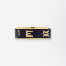 Load image into Gallery viewer, 9kt Gold and Black Enamel 'MEMORIE' Mourning Ring