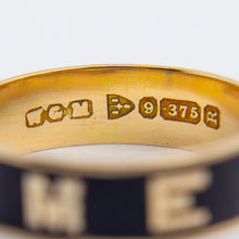 Load image into Gallery viewer, 9kt Gold and Black Enamel 'MEMORIE' Mourning Ring