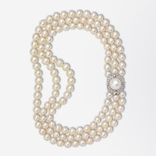 Load image into Gallery viewer, Mid Century Pearl & Diamond Necklace