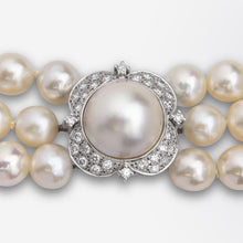 Load image into Gallery viewer, Mid Century Pearl & Diamond Necklace