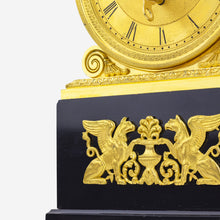 Load image into Gallery viewer, An English Regency Mantel Clock in Slate & Ormolu by Grimalde & Johnson