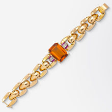 Load image into Gallery viewer, Retro Period Citrine, Ruby & Diamond Bracelet