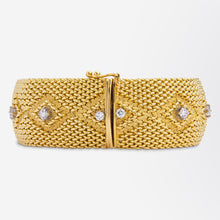 Load image into Gallery viewer, Woven 14kt Gold Bracelet With Diamonds