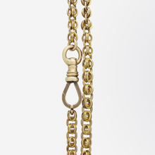 Load image into Gallery viewer, 19th Century, English, 9kt Yellow Gold Muff Chain with Slider Pendant
