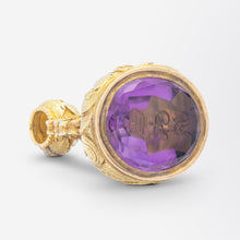 Load image into Gallery viewer, Early Victorian, Gold Filled & Amethyst Intaglio Fob