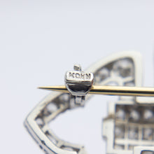 Load image into Gallery viewer, Handmade Platinum and 14kt Yellow Gold 79 Stone Diamond & Aquamarine Art Deco Plaque Brooch