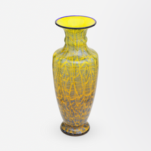 Load image into Gallery viewer, Jugendstil Yellow and Blue Glass Vase by Loetz
