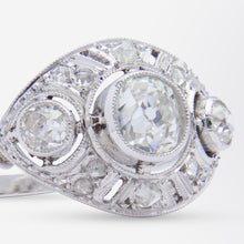 Load image into Gallery viewer, French Art Deco Platinum Ring with Old Cut Diamonds