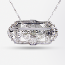 Load image into Gallery viewer, Platinum and Diamond Art Deco Brooch Necklace