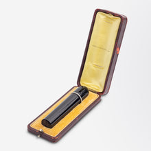 Load image into Gallery viewer, French, Cigar Shaped Onyx Desk Seal with Diamond Collar & Morocco Leather Case