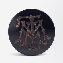 Load image into Gallery viewer, French, Cigar Shaped Onyx Desk Seal with Diamond Collar & Morocco Leather Case