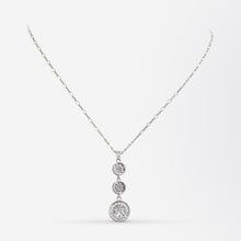 Load image into Gallery viewer, Edwardian, Platinum & Old European Cut Diamond Lavalier Necklace