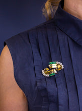 Load image into Gallery viewer, French Art Deco Emerald & Diamond Dress Clip Pair, Possibly by Boucheron