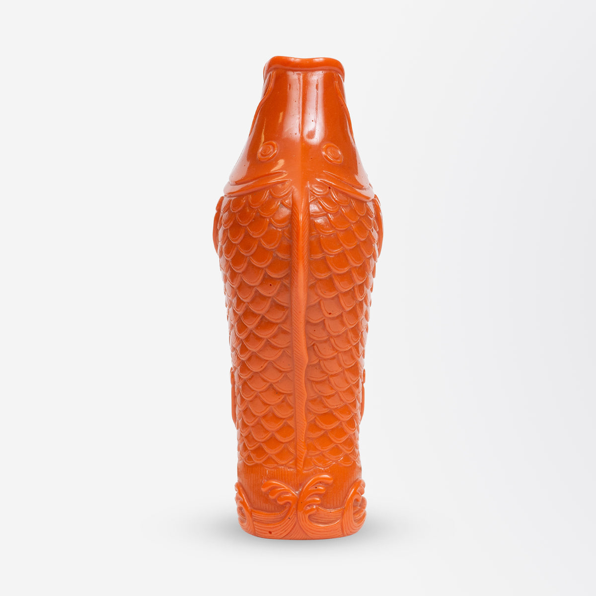 Chinese Orange 'Peking Glass' Fish Vase The Antique Guild