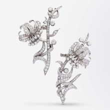 Load image into Gallery viewer, French Convertible Double Clip Diamond Floral Spray Brooch and Ear Clips