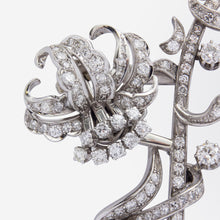 Load image into Gallery viewer, French Convertible Double Clip Diamond Floral Spray Brooch and Ear Clips