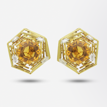 Load image into Gallery viewer, Andrew Grima 18kt Gold, Citrine and Diamond Ear Clips