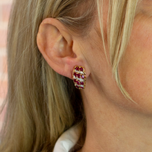 Load image into Gallery viewer, Retro Period, 14kt Gold, Ruby and Diamond Cocktail Earrings