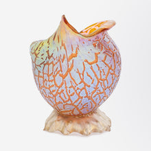 Load image into Gallery viewer, Glass Conch Shell by Loetz in Pink Ground with Mimosa Decor