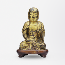Load image into Gallery viewer, 15th Century Chinese Carved and Gilt Gold Luohan