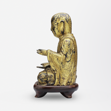 Load image into Gallery viewer, 15th Century Chinese Carved and Gilt Gold Luohan