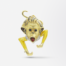 Load image into Gallery viewer, Asprey of London 18kt Gold and Enamel Monkey Brooch Pendant
