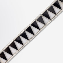 Load image into Gallery viewer, Platinum, Onyx, Rock Crystal & Diamond Art Deco Style Bracelet