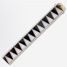 Load image into Gallery viewer, Platinum, Onyx, Rock Crystal & Diamond Art Deco Style Bracelet