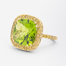 Load image into Gallery viewer, 18kt Yellow Gold, Peridot, &amp; Yellow Diamond Ring After &#39;Nardi&#39; Design
