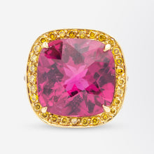 Load image into Gallery viewer, 'Nardi' 18kt Yellow Gold, Rubellite Tourmaline, & Yellow Diamond Ring
