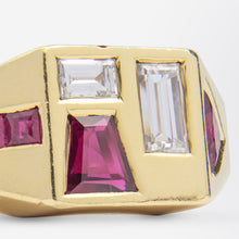 Load image into Gallery viewer, Handmade, 18kt Gold, Ruby & Diamond Geometric Ring